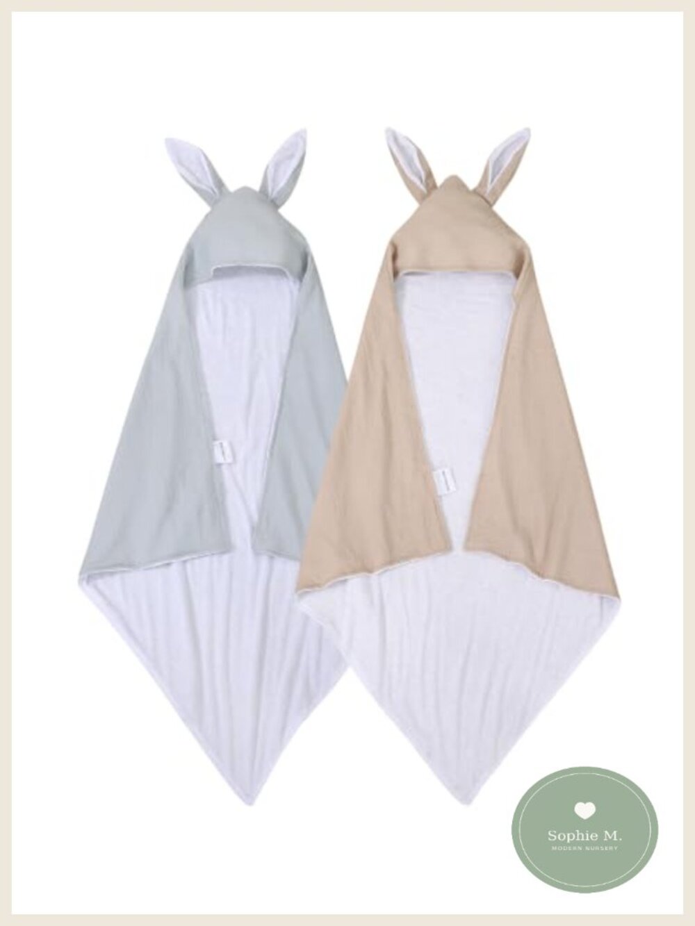 2 Pack Hooded Baby Towels Cotton Muslin Bamboo Rayon Bunny Ear Hood
